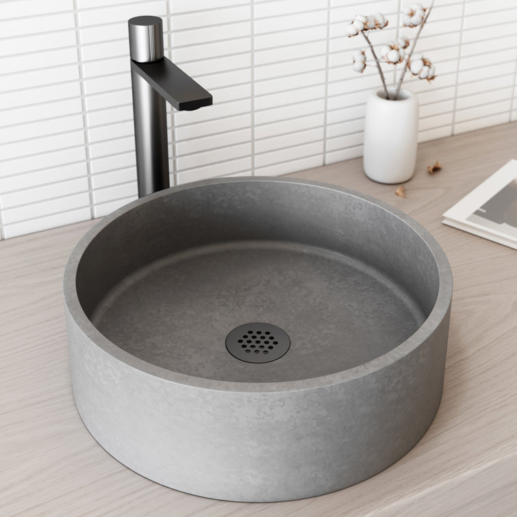 Gray Concreto Stone Round Above-Counter Vessel Sink