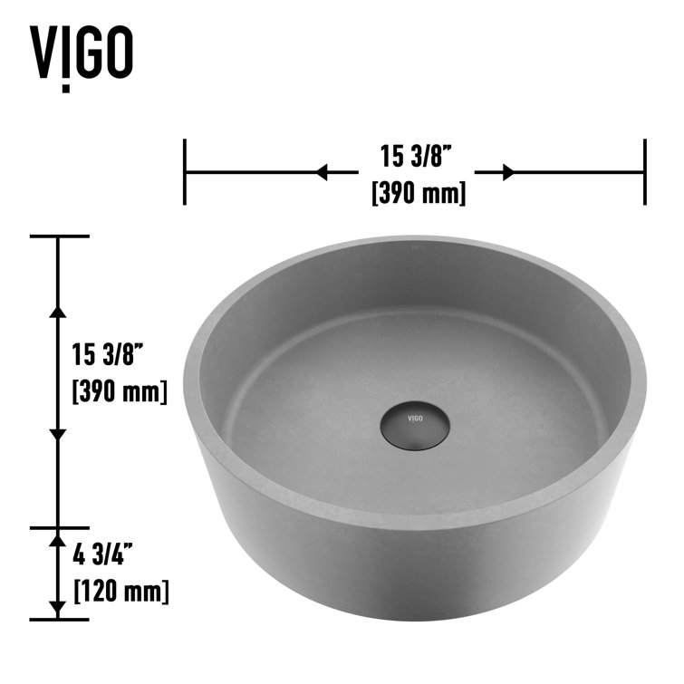Gray Concreto Stone Round Above-Counter Vessel Sink