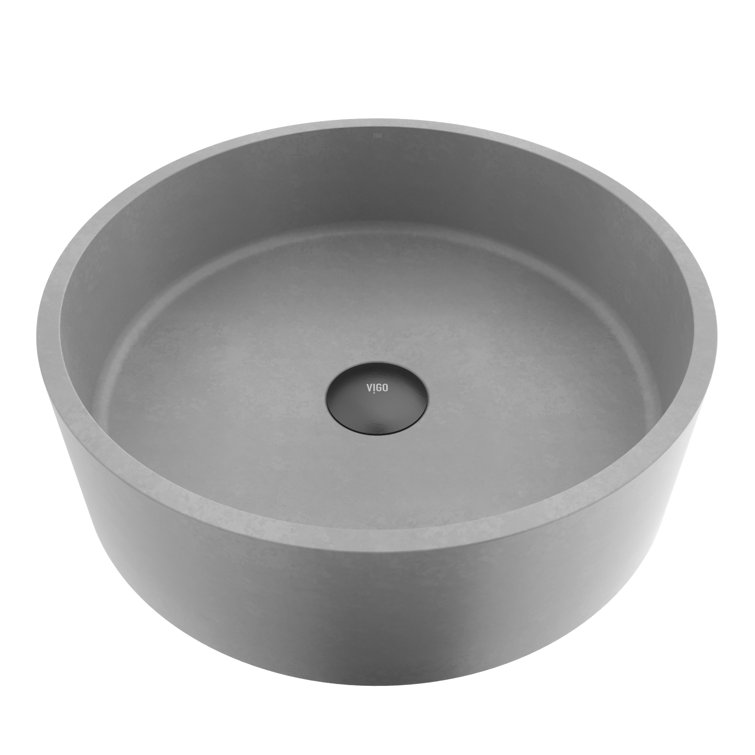 Gray Concreto Stone Round Above-Counter Vessel Sink