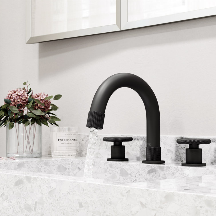 Matte Black Metal Transitional Widespread Bathroom Faucet