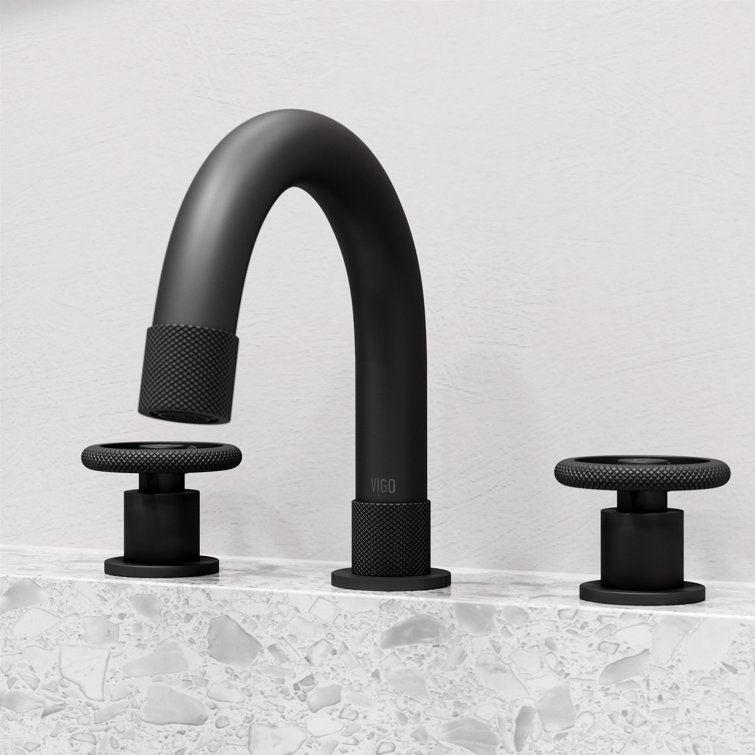 Matte Black Metal Transitional Widespread Bathroom Faucet