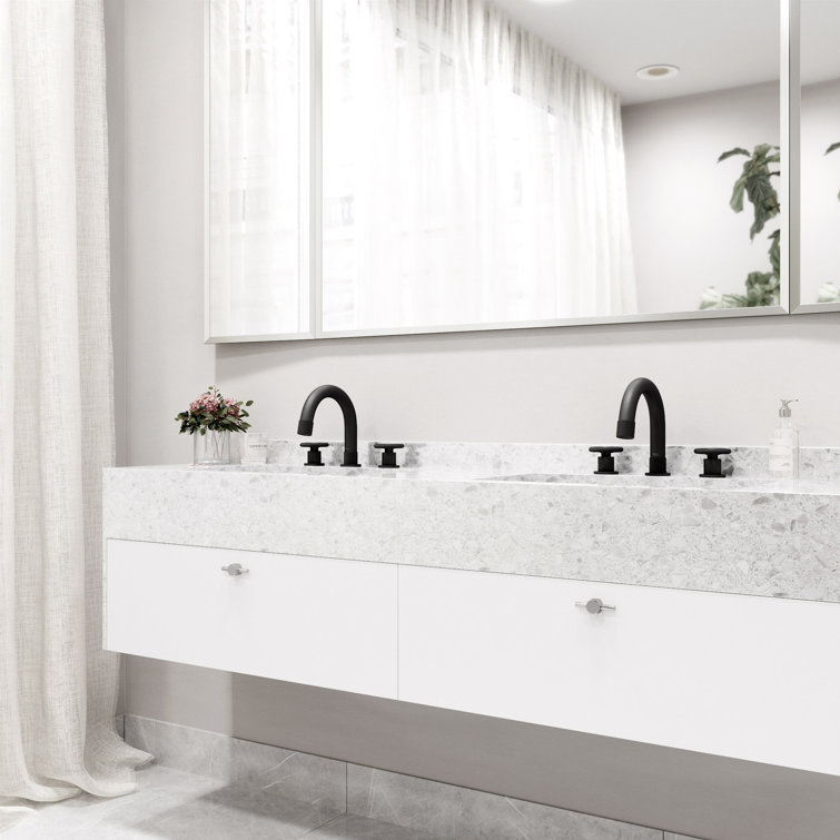 Matte Black Metal Transitional Widespread Bathroom Faucet