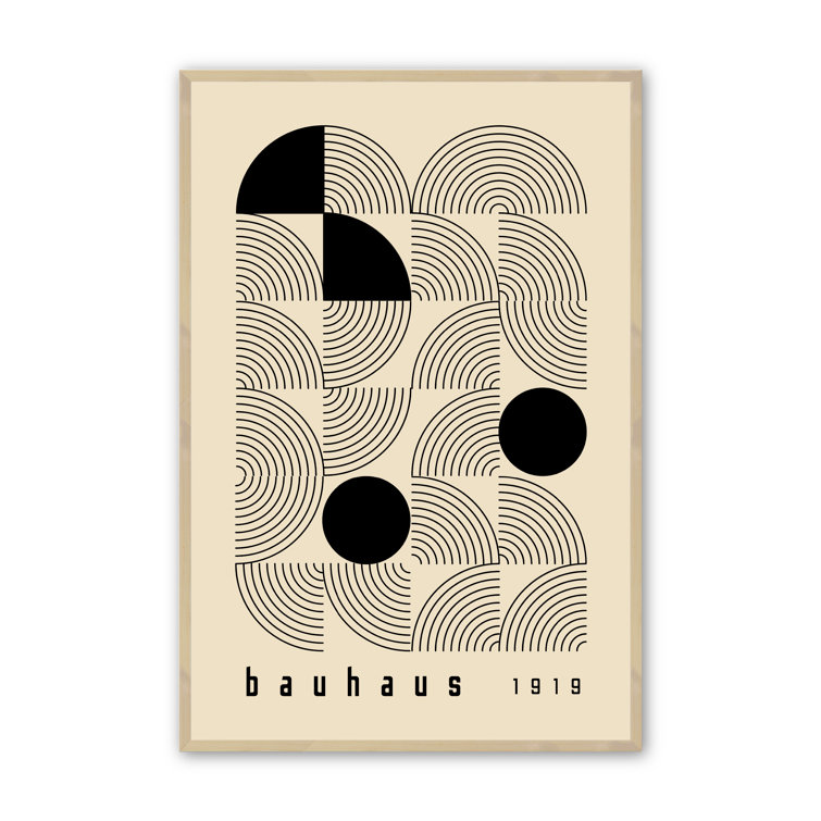Bauhaus 1919 Abstract Graphic Art Prints with Raw Maple Frames