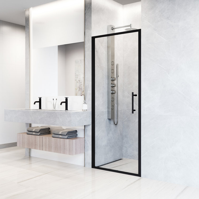 Astoria 76" High Matte Black Framed Pivot Shower Door