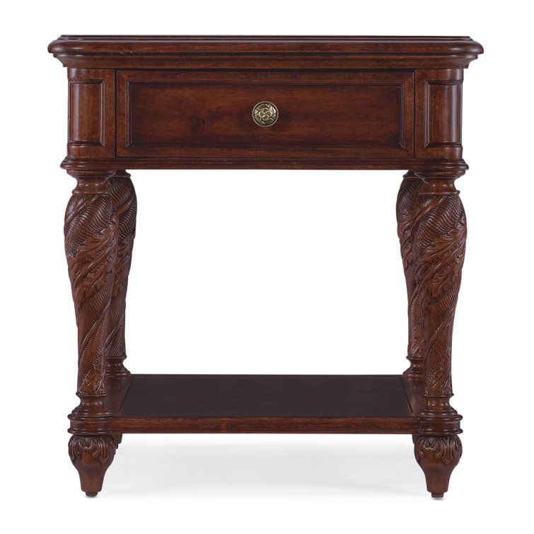 Charleston Brown Cherry Veneer Rectangular End Table with Storage