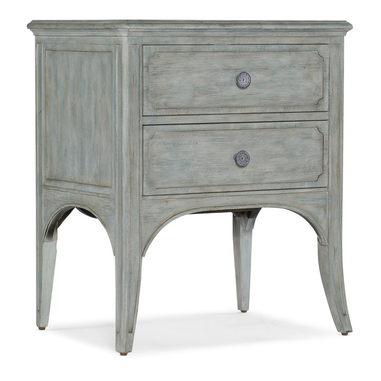 Waterscape Blue Rustic Wood 2-Drawer End Table