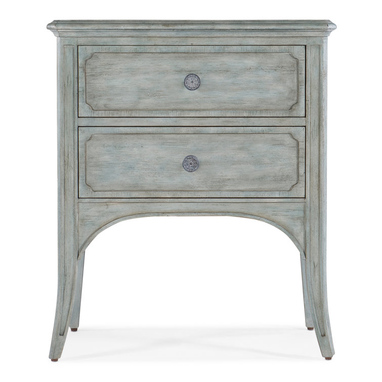 Waterscape Blue Rustic Wood 2-Drawer End Table