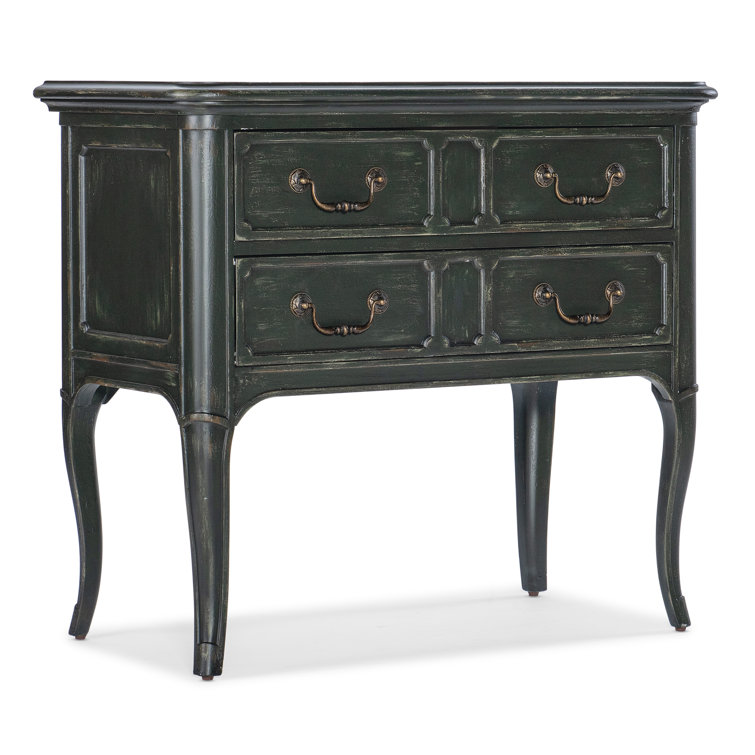 Charleston Green Rustic 2-Drawer Nightstand with USB Ports