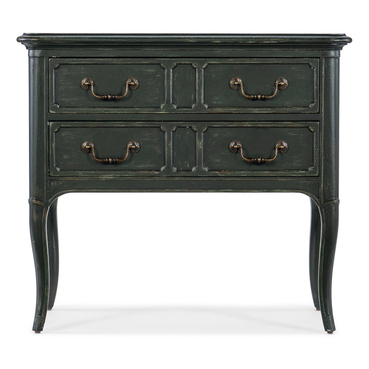 Charleston Green Rustic 2-Drawer Nightstand with USB Ports