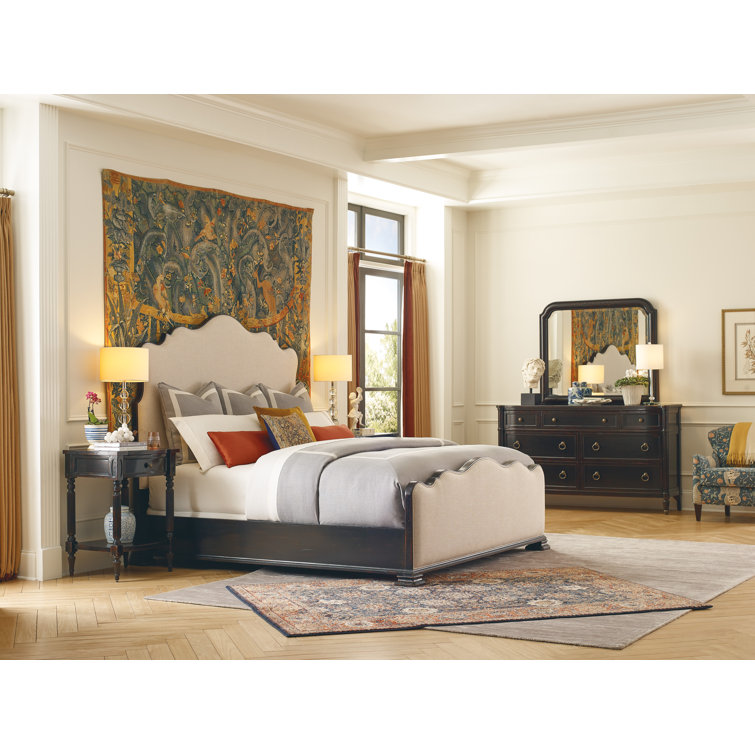 Charleston California King Beige Linen Upholstered Bed