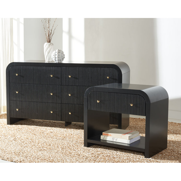 Liabella Black and Gold 6-Drawer Double Dresser