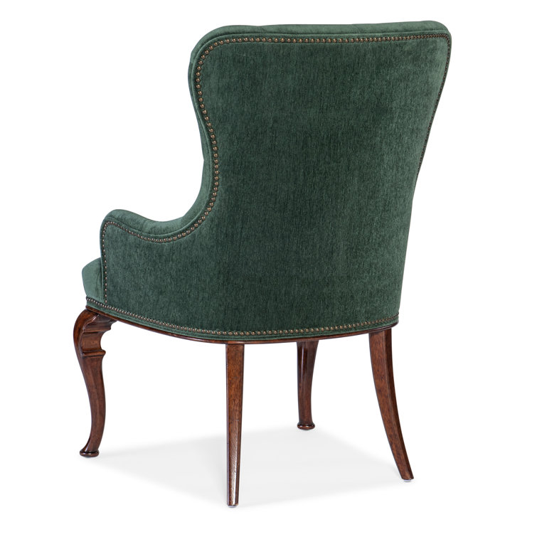 Charleston Green Upholstered Wingback Armchair with Wood Legs