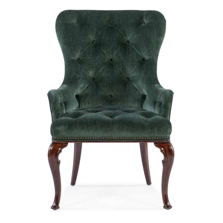 Charleston Green Upholstered Wingback Armchair with Wood Legs
