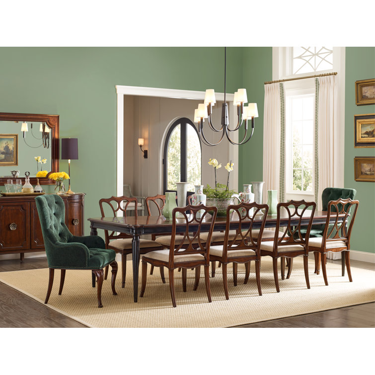 Charleston Green Upholstered Wingback Armchair with Wood Legs