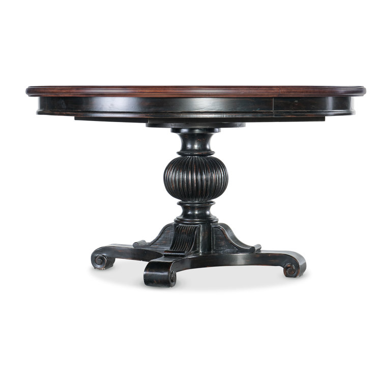 Charleston Black and Brown Reclaimed Wood Round Extendable Dining Table