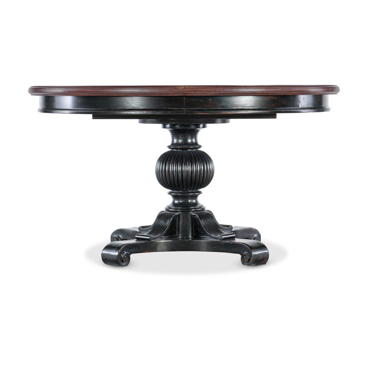 Charleston Black and Brown Reclaimed Wood Round Extendable Dining Table