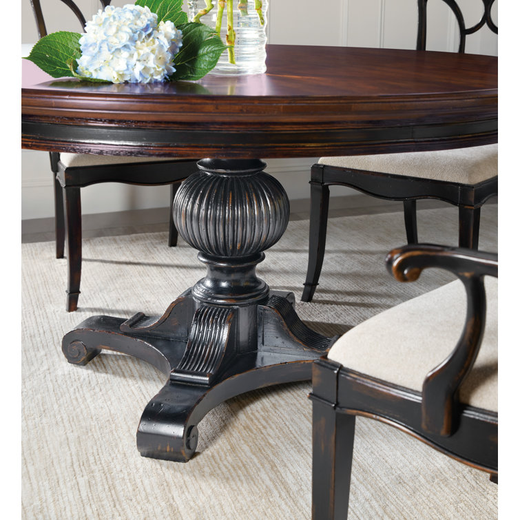 Charleston Black and Brown Reclaimed Wood Round Extendable Dining Table