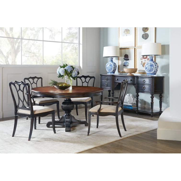 Charleston Black and Brown Reclaimed Wood Round Extendable Dining Table