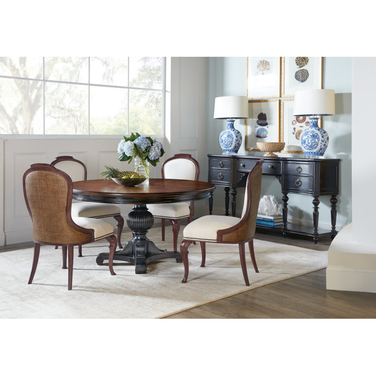 Charleston Black and Brown Reclaimed Wood Round Extendable Dining Table