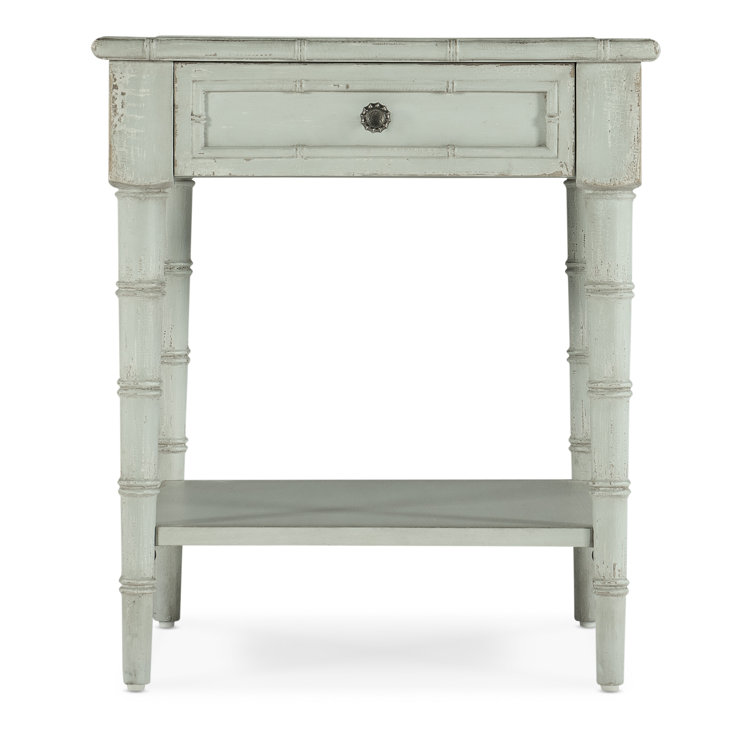 Haint Blue Rustic Rectangular End Table with Storage
