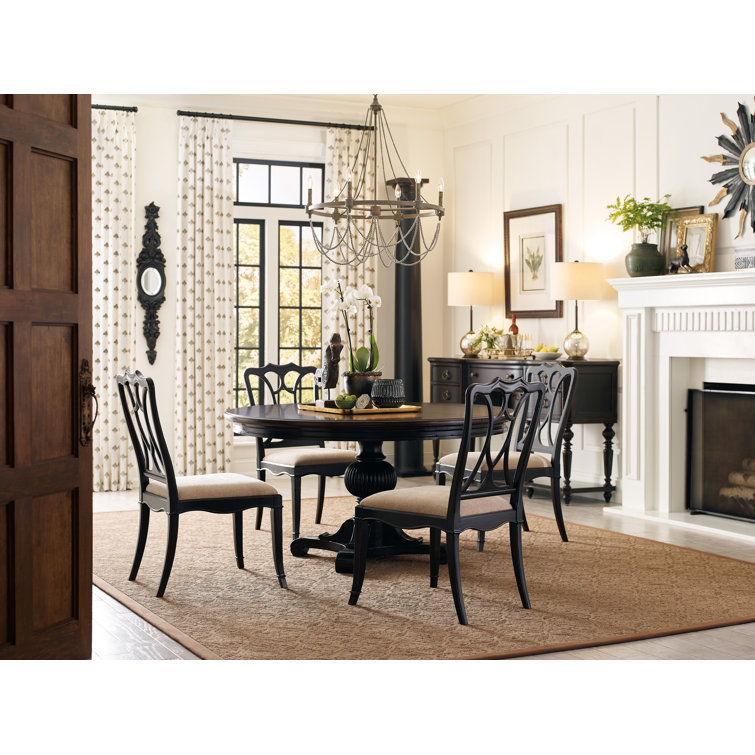 Charleston Black and Brown Reclaimed Wood Round Extendable Dining Table