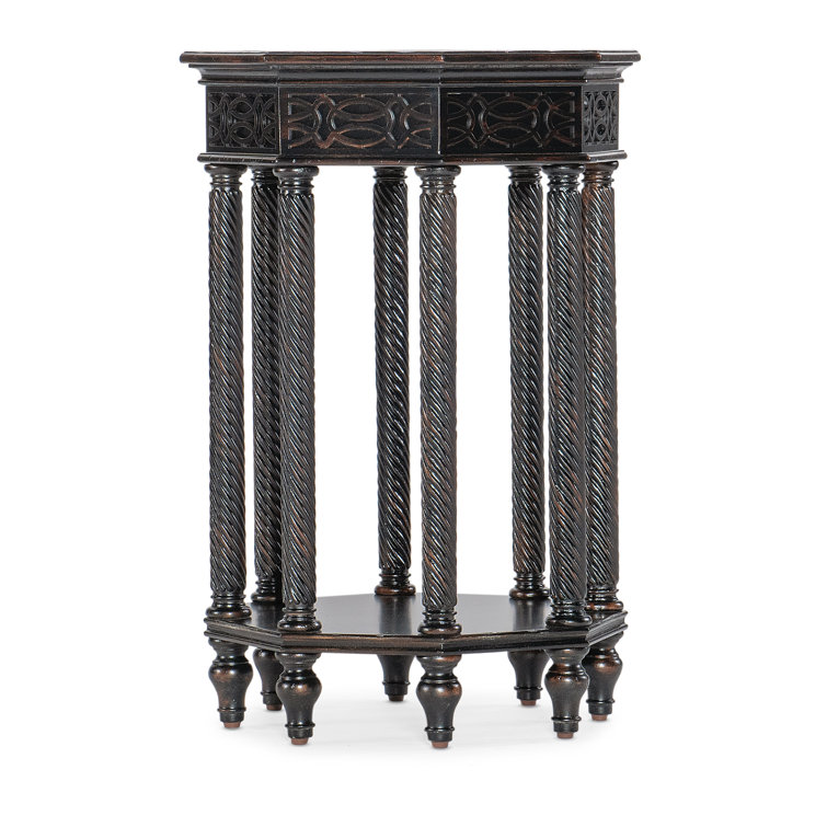 Black Cherry Octagonal Rustic Wood Side Table