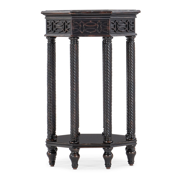 Black Cherry Octagonal Rustic Wood Side Table