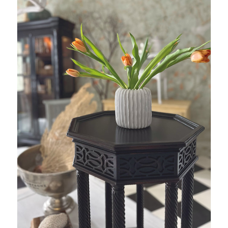 Black Cherry Octagonal Rustic Wood Side Table