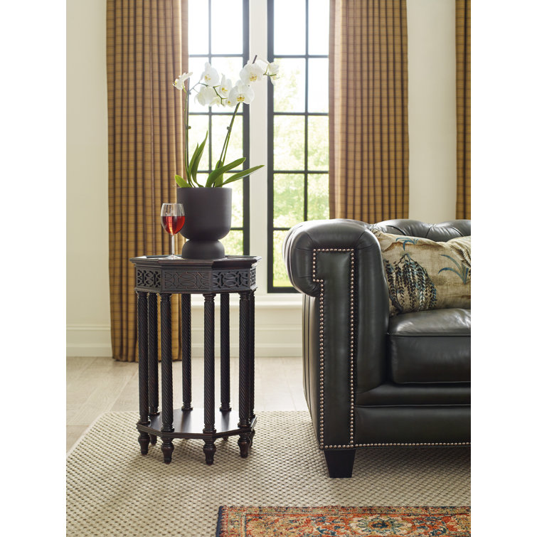 Black Cherry Octagonal Rustic Wood Side Table