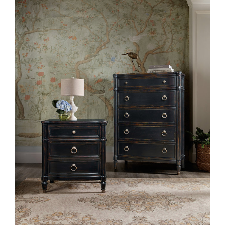 Charleston Black Cherry 3-Drawer Nightstand with USB Ports