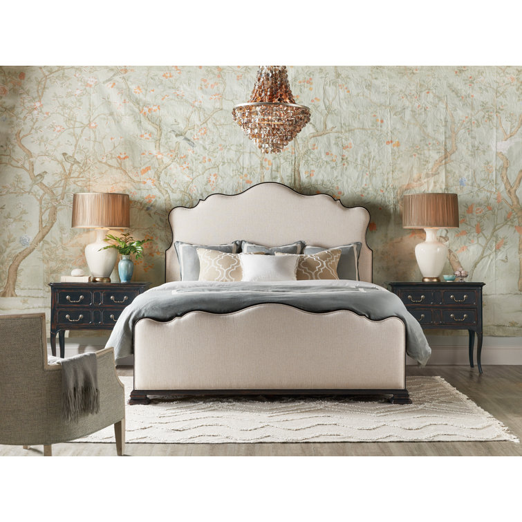 Charleston California King Beige Linen Upholstered Bed