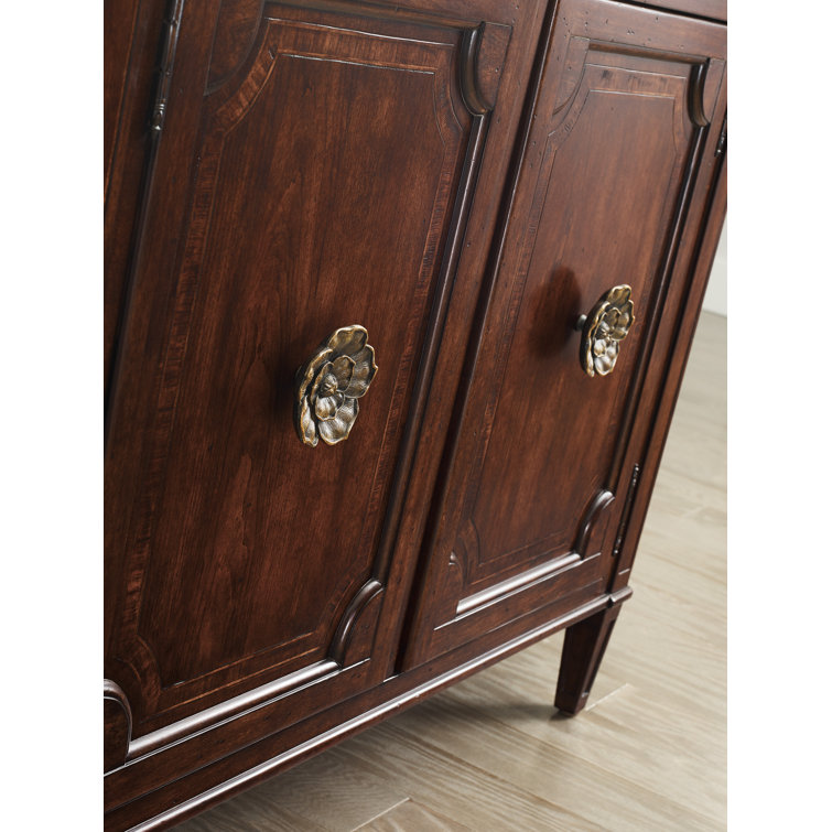 Charleston 78'' Brown Solid Wood Sideboard with Antique Bronze Pulls