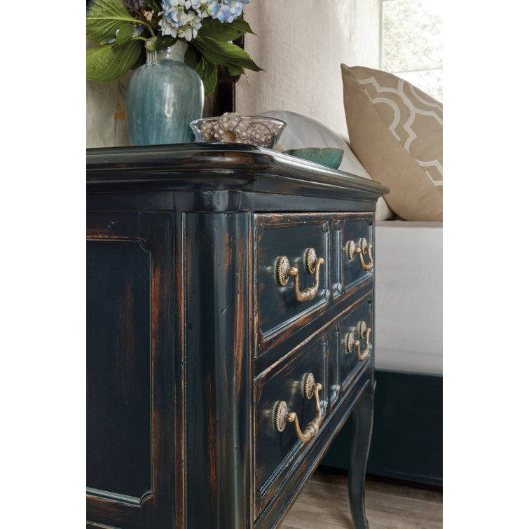 Charleston Black Cherry 2-Drawer Nightstand with USB Ports