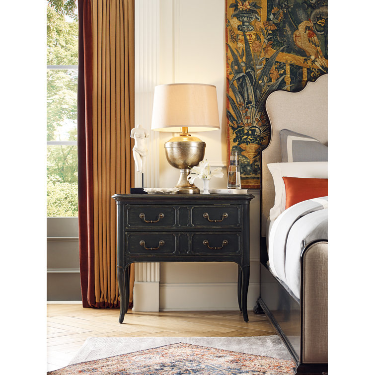 Charleston Black Cherry 2-Drawer Nightstand with USB Ports