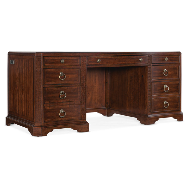 Maraschino Cherry Wood Executive Desk with Filing Cabinet