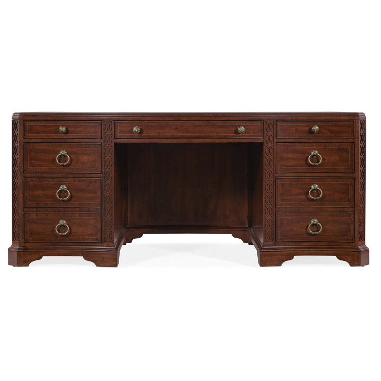 Maraschino Cherry Wood Executive Desk with Filing Cabinet