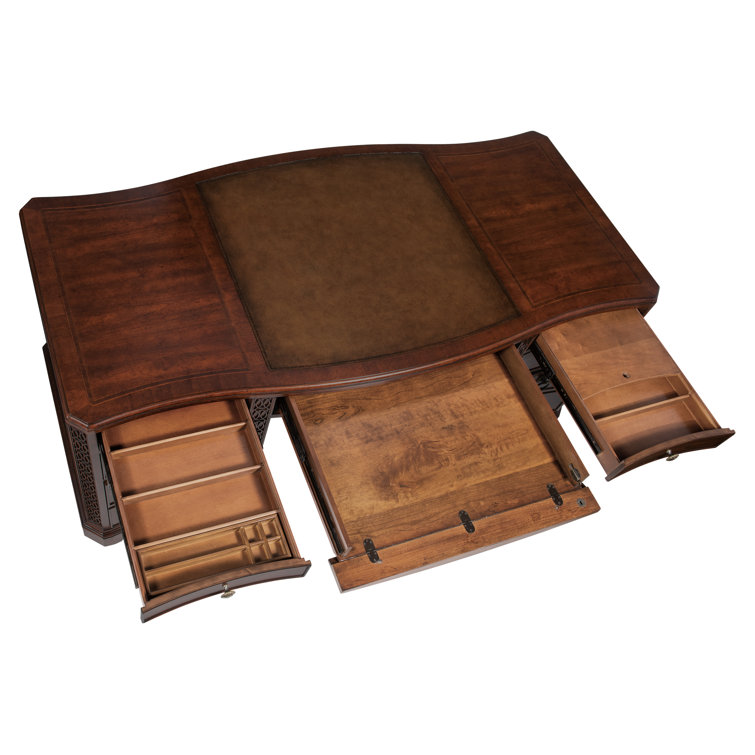 Maraschino Cherry Wood Executive Desk with Filing Cabinet