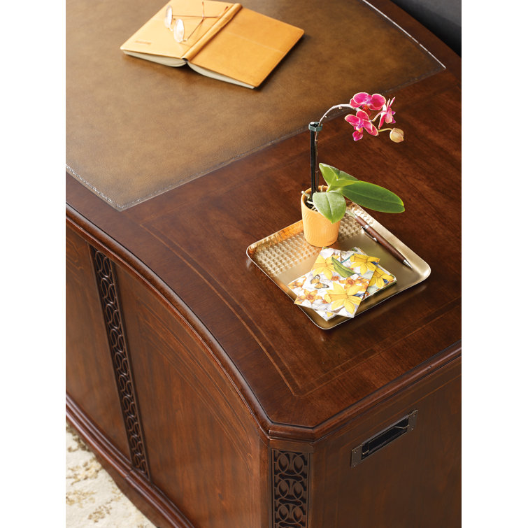 Maraschino Cherry Wood Executive Desk with Filing Cabinet