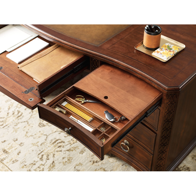 Maraschino Cherry Wood Executive Desk with Filing Cabinet