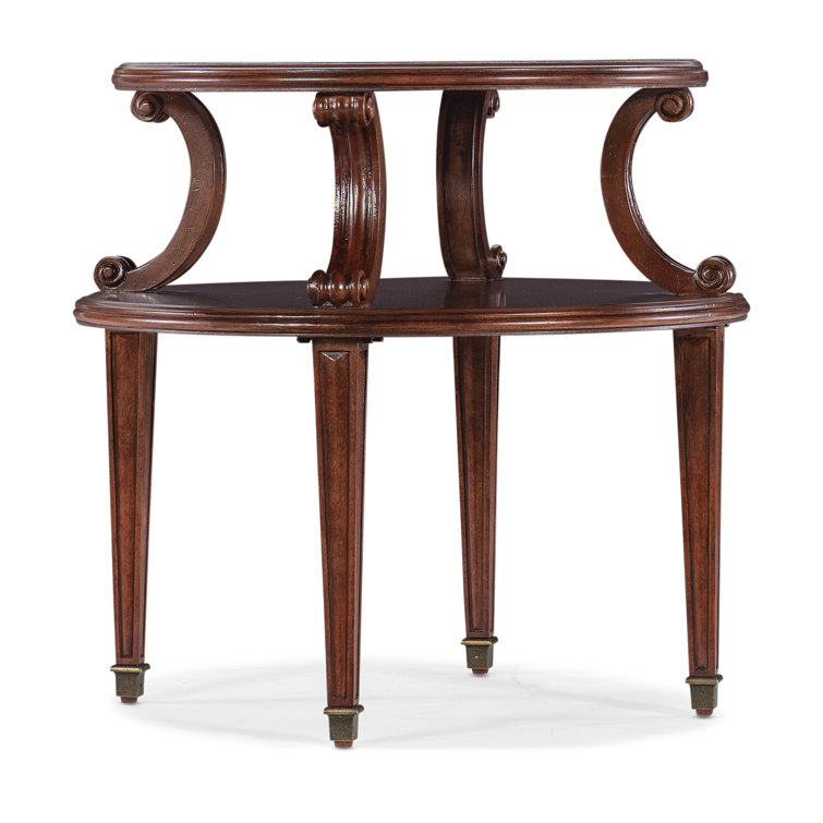 Charleston Round Cherry Veneer and Metal End Table