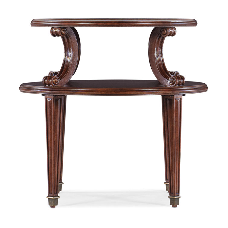 Charleston Round Cherry Veneer and Metal End Table