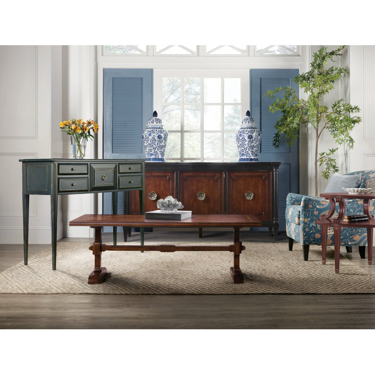 Charleston Round Cherry Veneer and Metal End Table