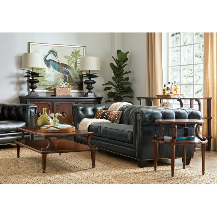 Charleston Round Cherry Veneer and Metal End Table
