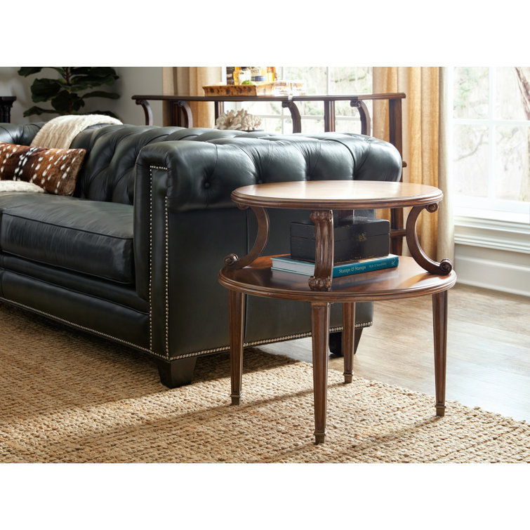 Charleston Round Cherry Veneer and Metal End Table