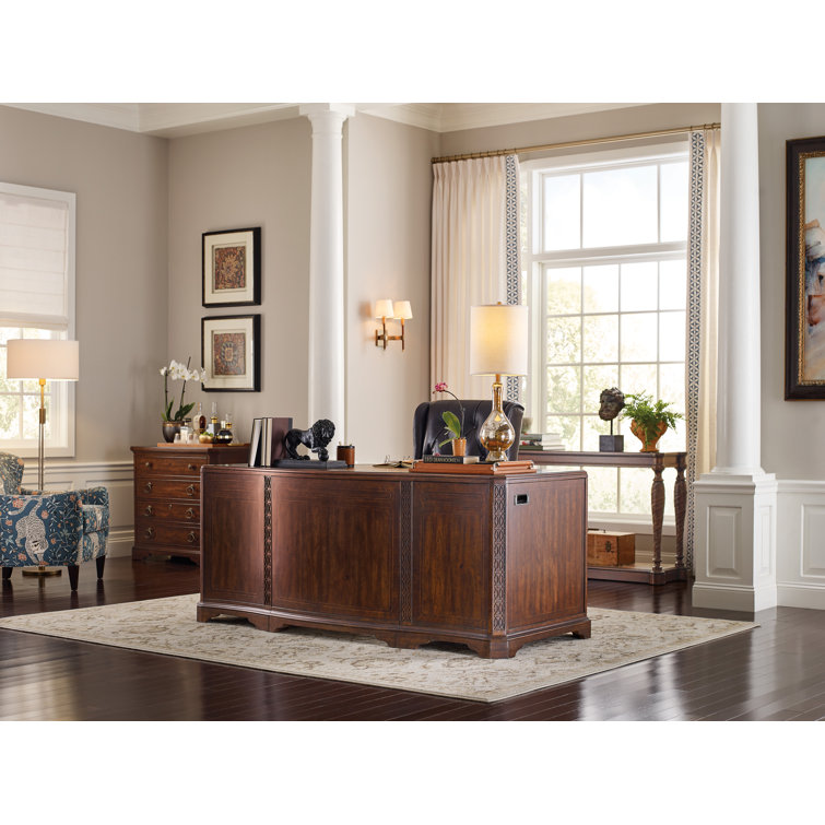 Maraschino Cherry Wood Executive Desk with Filing Cabinet