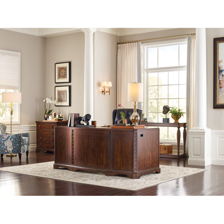 Maraschino Cherry Wood Executive Desk with Filing Cabinet