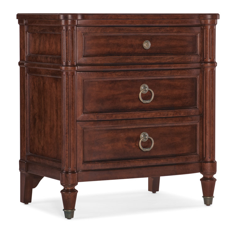 Maraschino Cherry 3-Drawer Nightstand with Antique Bronze Knobs