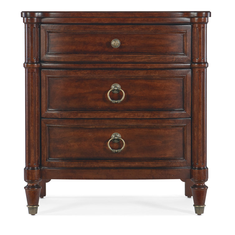 Maraschino Cherry 3-Drawer Nightstand with Antique Bronze Knobs