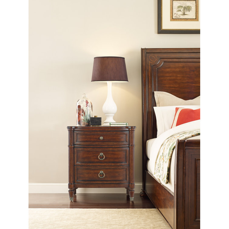 Maraschino Cherry 3-Drawer Nightstand with Antique Bronze Knobs