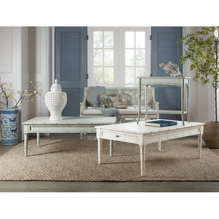Charleston Oyster and Blue Wood Cane Bench